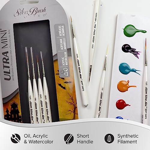 Silver Brush Limited Ultra Mini Detail Paintbrush Set, 4pc - color: Detail Set, size: 4 Pc