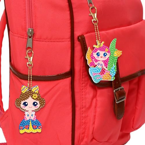 Labeol Arts and Crafts for Kids - Creat Your Own GEM Keychains-5D Diamond Painting by Numbers GEM Kits for Kids Girls Toddler Age 6-7 6-8 10-12 - style: Princess