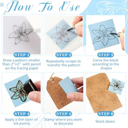 Frienda 24 Pcs 2" x 2" Rubber Carving Blocks Linoleum Blocks for Printmaking, Stamp Making, DIY Crafting, Scrapbook, Painting, Soft and Easy to Carve (Light Blue) | Easy to Carve, for Printmaking, Stamp Making, DIY Crafting, Scrapboo, Painting, Soft Linol