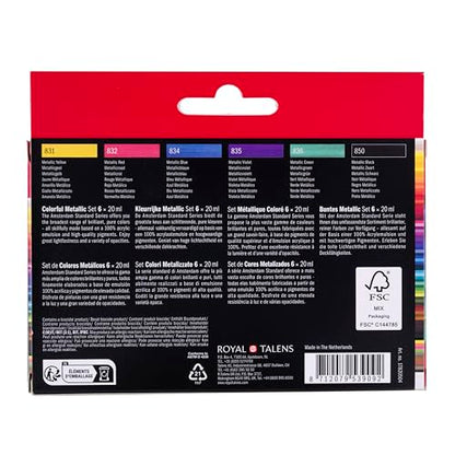 Amsterdam Standard Series Acrylics - Set of 6, Colorful Metallic, 20 ml Tubes