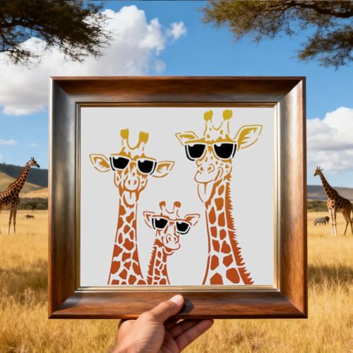 4Pcs Funny Giraffe Head Stencils for Painting, Reusable Giraffe Stencil Drawing Templates, Animal DIY Craft Paint Templates for Wall Home Decor Wood Burning Canvas Fabric Journal - style: Giraffe