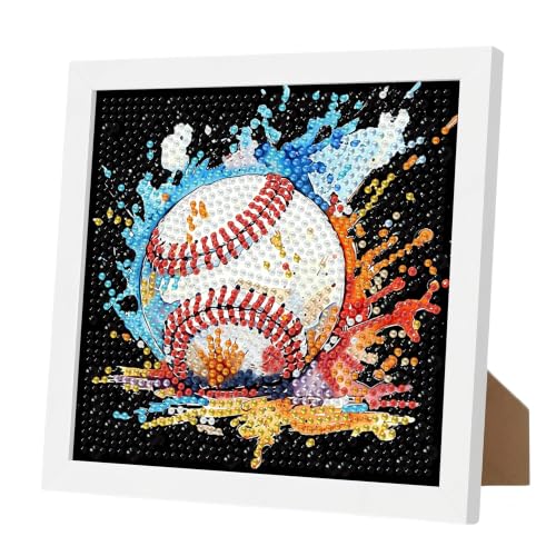 YarnWhimsy Baseball Diamond Art Kits for Kids with Frame 7x7 inch | 5D Creative Small Diamond Painting Kit for Kids Baseball, Pretty Easy Gem Arts for Children for Home Wall Decor - color: CC1130-US
