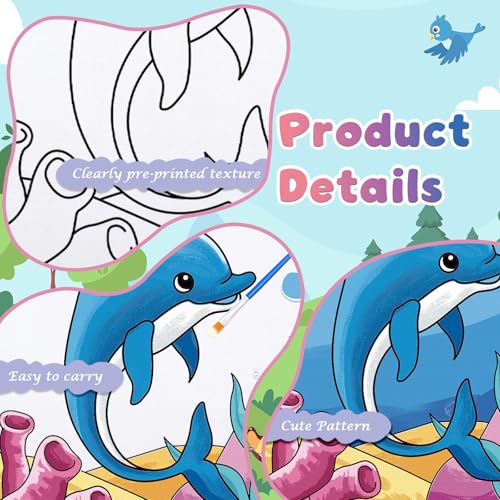 Anseal 12 Packs Pre Drawn Canvas to Paint, 4" X 4" Animal Pre-Printed Canvas Paint Party, Stretched Outline Painting Boards for Beginners, Party Favor - style: Animal