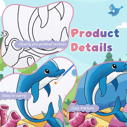 Anseal 12 Packs Pre Drawn Canvas to Paint, 4" X 4" Animal Pre-Printed Canvas Paint Party, Stretched Outline Painting Boards for Beginners, Party Favor - style: Animal