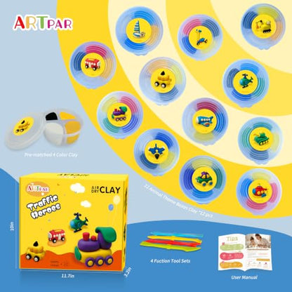 Artpar Air Dry Clay Kit,Modeling Magic Clay Traffic Set,Kids Crafts Gifts - color: Clay traffic kit