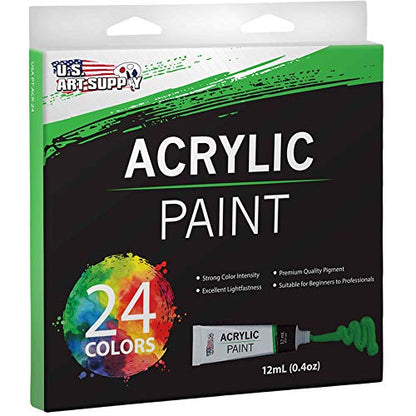 U.S. Art Supply 24 Color Professional Acrylic Paint Set in 12ml Tubes - size: 24 Count (Pack of 1)