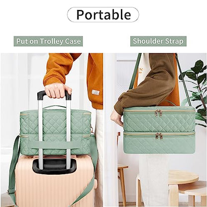 Nail Polish Organizer Bag Holds 50+ Bottles (15ml/0.5 fl.oz) &Nail Lamp - color: 02-Green, size: 50 Bottles