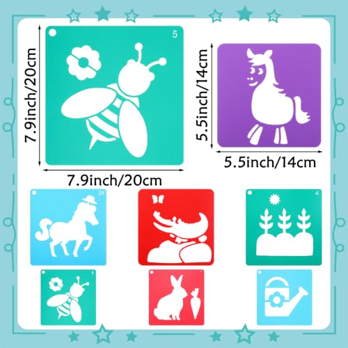 42 Pack Stencils Farm and Animal Theme Set Large 8 Inch Small 5.5 Inch Drawing Stencil Chalk Template Reusable Washable Shape Template Stencils Kit for DIY Art Crafts Painting Drawing