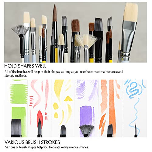ARTIFY Paint Brush Set, 10 Pieces Paint Brushes for Acrylic Painting with case, Nylon Hair Brushes for Acrylic, Watercolor, Oil and Gouache Painting, White - color: White - Premium Nylon Hair