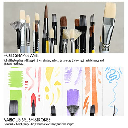 ARTIFY Paint Brush Set, 10 Pieces Paint Brushes for Acrylic Painting with case, Nylon Hair Brushes for Acrylic, Watercolor, Oil and Gouache Painting, White - color: White - Premium Nylon Hair