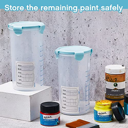4 Pcs Plastic Paint Containers with Lids 50 oz Paint Storage Containers for Leftover Paint Cups with Lids Airtight Paint Holder Empty Paint Can, 1500ml