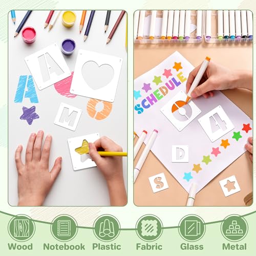 80Pcs Letter Stencils Reusable Alphabet and Number Stencil,2Inch&3Inch | Small Stencil Letters for Crafts,Letter Drawing Stencils,on Wall,DIY Art Project,Rock,Fabric,Chalkboard - size: 2Inch&3Inch