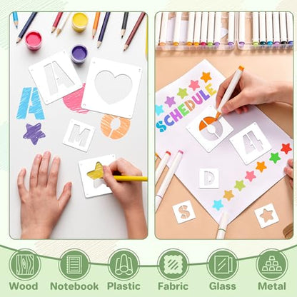 80Pcs Letter Stencils Reusable Alphabet and Number Stencil,2Inch&3Inch | Small Stencil Letters for Crafts,Letter Drawing Stencils,on Wall,DIY Art Project,Rock,Fabric,Chalkboard - size: 2Inch&3Inch