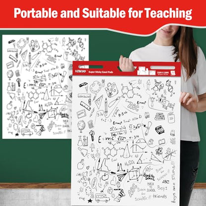 VISCOO Thickened Sticky Easel Pad, 25x30In Chart Paper for Teachers,10 Pack | Self Stick Paper for White Board, Anchor Chart Paper, with Sticky Note, 300 Sheets/10 Pads - size: 25 x 30 Inches, style: 10 Pack