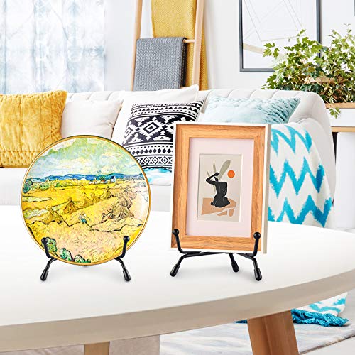 Mocoosy 4 Pack 4 Inch Improved Anti-Slip Plate Stands for Display | Plate Holder Display Stand, Picture Frame Holder Stand, Black Iron Easel Stands for Photo, Decorative Plate and Tabletop Arts - size: 4 Inch