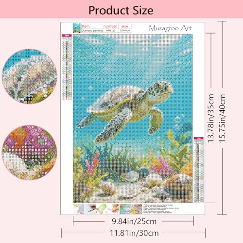 Muzagroo Art 5D Diamond Paintings Kits for Adults Sea Turtle Round Full Drill Diamonds Art Kits for Beginners Diamond Art Paintings Gem Art Kits Diamond Dots 11.8x15.8in (Sea Turtle) - color: Sea Turtle 2