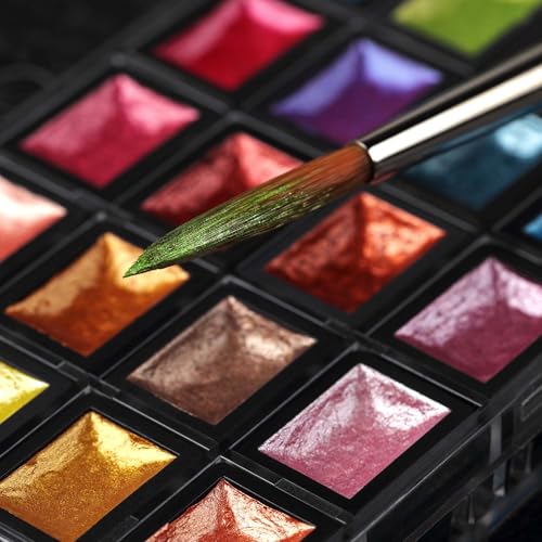 Soho Urban Artist Mini Pan Metallic Watercolor Set, 24 Colors