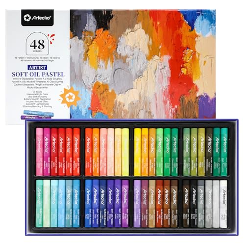 Artecho Extra Soft Oil Pastels 48 Colors Artist Grade - size: 1 Count (Pack of 48)