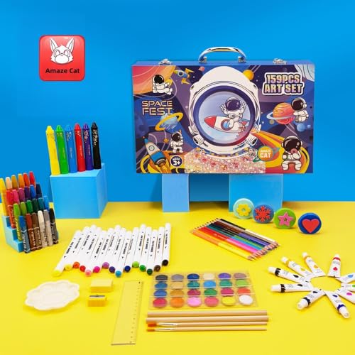 AmazeCat Art Supplies,159-Piece Deluxe Art Set,Drawing &Painting Kits for Kids,Gift Box for Adults Artists Kids Teens Girls Boys 4-12 - color: 159Set-Blue