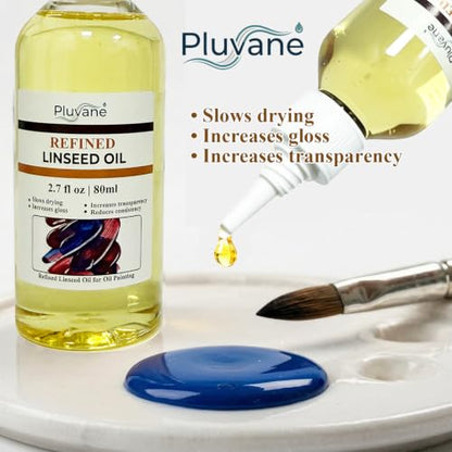 Refined Linseed Oil 2.7oz – Artist Grade for Thinning Oil Paints | Slows drying time.Increases gloss & transparency.Ideal oil paint medium for artists.Smooths brushwork.Enhances color depth