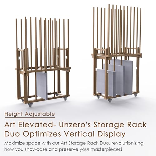 Art Storage Rack, Art Canvas Storage, Art Drying Rack, Canvas Boards Rack Art Storage with Handle & Caster Wheels for Drawing Board, Panel, Paper Pad for Art Studios, Artworks, Gallery - size: 12.5"D x 28.7"W x 32.5"H