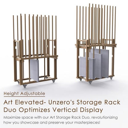 Art Storage Rack, Art Canvas Storage, Art Drying Rack, Canvas Boards Rack Art Storage with Handle & Caster Wheels for Drawing Board, Panel, Paper Pad for Art Studios, Artworks, Gallery - size: 12.5"D x 28.7"W x 32.5"H