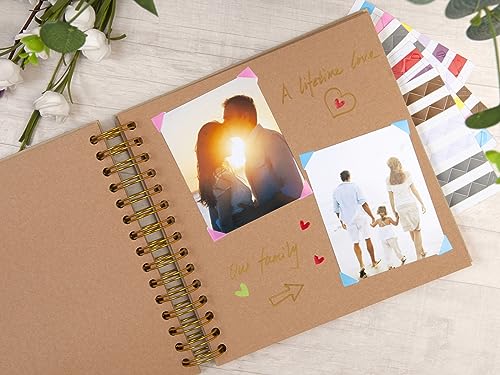 potricher 8 x 8 Inch DIY Scrapbook Album 80 Pages with Kraft Paper, Yellow - color: Yellow, size: 8 Inch 80 Pages