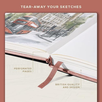 Beechmore Books A3 11.7x16.5 Mixed Media Sketchbook 160 GSM/98lb, Gift Box - color: Rose Wood, size: A3 - 11.7" x 16.5" Extra Large