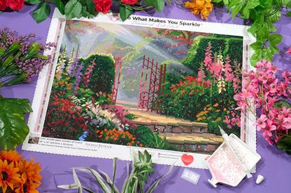 DIAMOND ART CLUB Garden of Grace Diamond Art Kits for Adults | Premium Diamond Painting Kit, Fun DIY Crafts for Adults, Round Diamond Art Canvas by Thomas Kinkade, 18" x 13" - color: Garden of Grace