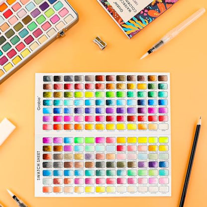 Grabie Set of 168 Color Watercolor Paint Set with Brush Pens - color: 168 Colors