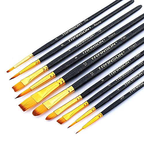 Transon 20pcs Art Painting Brush Set for Acrylic Watercolor Gouache Hobby Craft Face Painting Black - color: Black