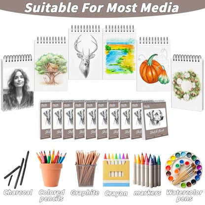 20 Pack 800 Sheets Heavyweight Sketchbook 5.5" x 8.5" 200GSM Very Thick Mixed Media Art Drawing Paper Bulk Marker Paper Top Spiral Bound Sketch Pad Hardcover Acid Free for Artist Beginner Art Supplies - size: 5.5 x 8.5"-800 Sheet-20 Pcs