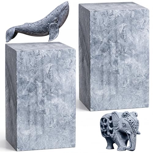 Sasylvia 2 Pcs Soapstone for Carving Block, 4 x 2.5 x 2.5 Inch, Soapstone Sculpture Carving DIY Crafts for Block Engraving Kit Adults - color: Gray Black, size: 4 x 2.5 x 2.5 Inch