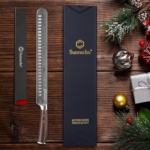 12 Inch Carving Knife,Brisket Knife for Roasts and Turkey | Ultra Sharp-High Carbon German Stainless Steel BBQ Slicing Knife with Gift Box - color: 12 inch Carving Knife