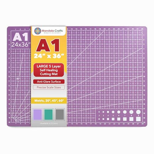 Mandala Crafts Self-Healing Purple Pink 24" x 36" A1 Cutting Mat for Sewing - color: Purple, size: 24 x 36 Inches Mat