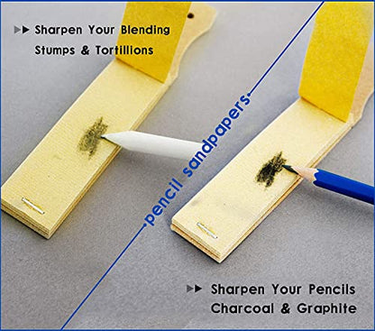N NOROCME 10 PCS Blending Stumps,Sponge Pens and Sandpaper Pencil Sharpener | Kneaded Eraser,Tortillions Paper Art Blenders,Washable Reusable,for Student Artist Charcoal Sketch Drawing - size: 10 Pcs