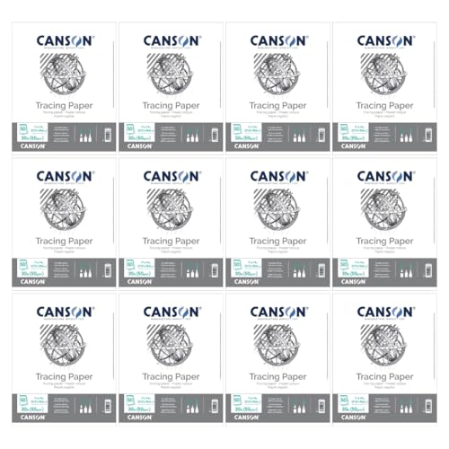 Canson Tracing Paper, 11" x 14", 50 Sheets/Pad, 12 Pads | For Pencil, Pen, and Ink, Top Bound Pad, 30 lb. (50gsm), Class Pack, 600 Sheets Total - size: 11" x 14" (12-Pack)