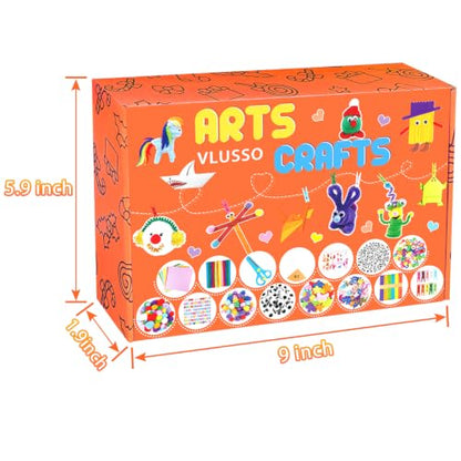 VLUSSO DIY Arts and Crafts Supplies Kit Materials Set for Kids and Toddlers | 2000 craft supplies,fine motor skills,parent-child interactive,gift for girls boys 4-12,homeschool use,educational toy,orange - size: 2000pcs-1