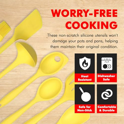 Chef Craft Premium Silicone Kitchen Tool and Utensil Set, 7 Piece, Yellow - color: Yellow, size: 7 Piece Set