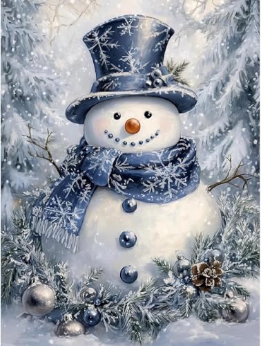 Eiazuiks Christmas Stamping Cross Stitch Kit, Snowman Christmas Counting Cross Stitch Kit for Adult Beginners, Full Line DIY Stitching Kit for Home Decor Cross Stitch Patterns 12x16 inches - color: ZX036