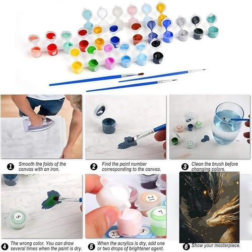 BYGFHLYW Animal Dragon Paint by Numbers Kit for Adults Beginners - color: PB322-1