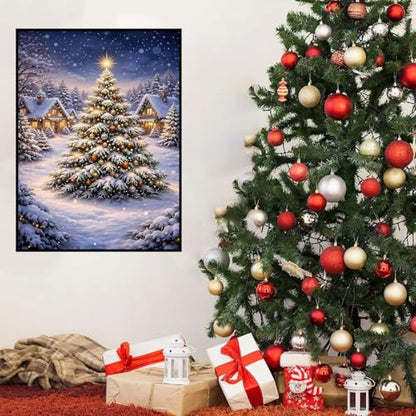 HHMATITS Christmas Tree Diamond Art Kits for Adults 12x16 Inch - color: Christmas