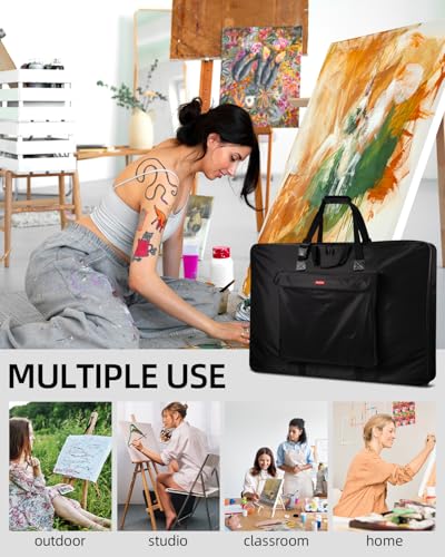 Nicpro Large Art Portfolio Bag 35 x 43 in, Nylon Artist Storage Case | Adjustable Shoulder Strap, Waterproof Carrying Bag for Professional Artwork Sketch Drawing Canvas Photography Poster - size: 35 x 43 inches