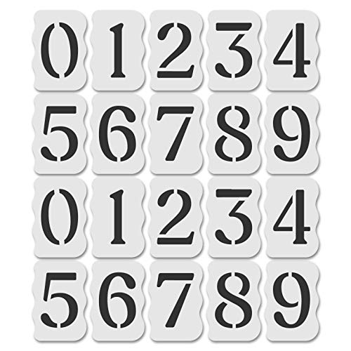 Curb Stencil Kit for Address Painting – Includes All Numbers, 4-Inch Durable & Reusable Plastic Stencils for Sidewalks, Pavement, and Industrial Use (2 of Each, Soft Serif Font) - style: Soft Serif Font