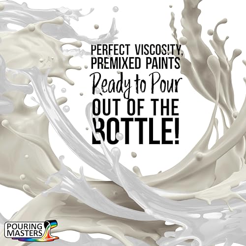 Pouring Masters Luster White Metallic Pearl Ready to Pour Acrylic Pouring Paint - Premium 32-Ounce Pre-Mixed Fluid Acrylic Paint - Fluid Art Supplies for Canvas, Wood, Paper, Tile & Rocks | Ready to Pour, Premium Pre-Mixed Fluid Acrylic Paint - Fluid Art