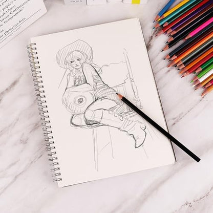 DSTELIN 2 Pack 10" x 7.5" Spiral Bound Art Sketchbook, 50 Sheets 68LB/100GSM Acid-Free Thick Paper, Sketch Pads with Cardboard Backing for Artists and Students