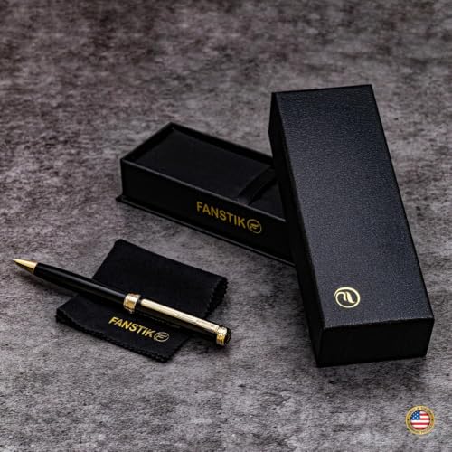 FANSTIK Black & Gold Luxury ballpoint Pen, fancy gift set for women, Real 24K Gold Plating, Professional executive pen gift set for men (Lux Ballpoint Black-Gold) - color: A Ballpoint Black-Gold