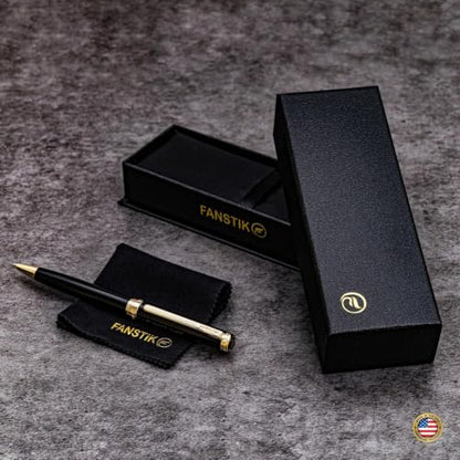 FANSTIK Black & Gold Luxury ballpoint Pen, fancy gift set for women, Real 24K Gold Plating, Professional executive pen gift set for men (Lux Ballpoint Black-Gold) - color: A Ballpoint Black-Gold