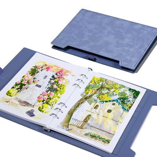Lightwish Watercolor Sketchbook,100% Cotton Acid Free Watercolor Journal,300gsm/140lb Cold Press Watercolor Paper for Artists,Adults,Students,20 Sheets,9.25 * 6.3 Inches - color: Hard Shell Blue