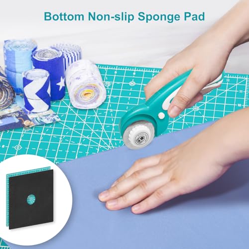 12"x12" Rotating Cutting Mat, Self Healing Mat with 360-Degree Rotation & Anti-Slip Base, Sewing Board Cutting Mat Perfect for Fabric Quilting Leather Hobby Project, Light Blue - color: LIight blue, size: 12"L x 12"W